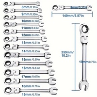 Jeu de clés à cliquet à tête flexible unique en acier au carbone clé à cliquet métrique clé à molette CrV Gear outil de réparation de clé de voiture OEM