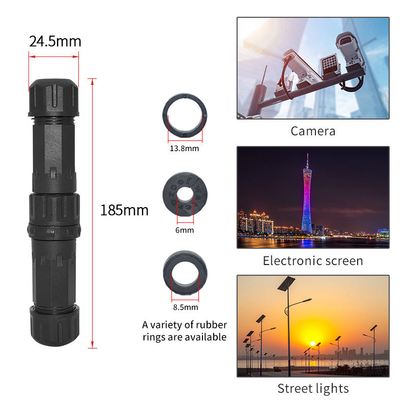 M20 IP68 Waterproof Power Connector 2-4 Pin Solderless 20A Plug dimension drawing