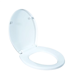 Siège de toilette ovale classique blanc avec surface facile à nettoyer et patins en caoutchouc antidérapants, conçu pour s'adapter à la plupart des toilettes standard rapidement. - Product Image 1