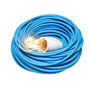 2 inti 0.75mm2 kabel kain tekstil kabel tertutup kawat listrik Multi Warna Flex dikepang