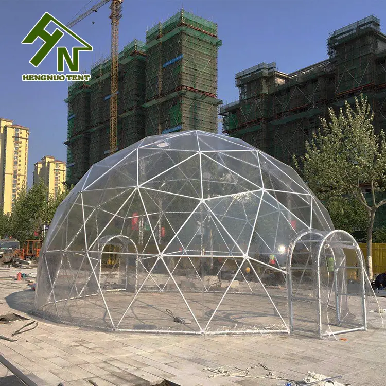 waterproof garden igloo 8m diameter greenhouse transparent dome tent with two doors