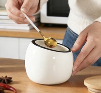 Tarro de Cerámica Creativo para Condimentos, Resistente al Calor, Apto para Microondas, Estilo Moderno Minimalista, Recipiente para Condimentos de Cocina, Tarro para Sal, Aceite de Chile, Especias