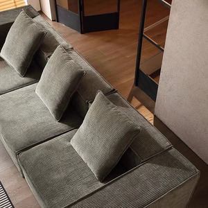 Canapé modulaire en tissu moderne à trois places avec dossier rembourré et pieds en métal, meubles de salon - Product Image 1