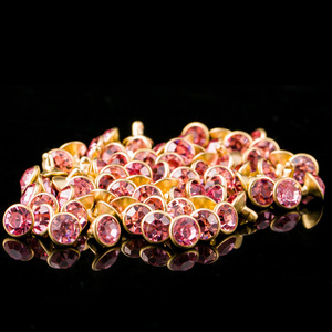 Piedras de imitación redondas con borde dorado, 16 facetas, para coser, parte trasera plana, sueltas, para bolsos, zapatos, ropa, accesorios de joyería. - Product Image 2