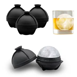 BHD sans BPA facile à remplir Silicone sphère fabricant de boules de glace 2.5 pouces grand mort 3D étoile moule à glaçons pour whisky Cocktails Bourbon