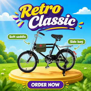 Bicicletta Vintage da 16 Pollici con Cerchi in Lega Larghi, Cesto Anteriore e Doppio Portapacchi, Accessori Completi per Bambini e Adulti - Product Image 4