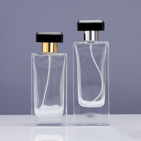 Bouteille de parfum en verre épaissi de luxe de haute qualité 100ml bouteille de vaporisateur de parfum en verre vide de parfum carré avec ensemble de couvercle en T