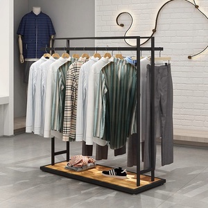 Vendita diretta in fabbrica in metallo legno espositore da pavimento Boutique <span class=keywords><strong>abbigliamento</strong></span> stand ripiano per negozio di <span class=keywords><strong>abbigliamento</strong></span> maschile - Product Image 4