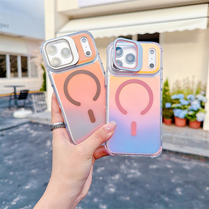 เคสโทรศัพท์ iPhone 17 Pro ลายโฮโลแกรมเลเซอร์ไล่เฉดสีแบบ IMD, เคสใสหนาสำหรับ iPhone 18 Pro Max พร้อมขาตั้งกล้องแม่เหล็กโลหะ - Product Image 1