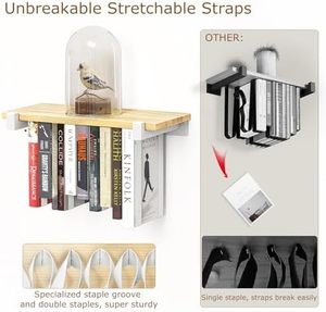 Moderne <span class=keywords><strong>2</strong></span>-Set Witte Grenen Hout Drijvende Boekenplank Met Onzichtbare Plank Beugels Unieke Ruimte Opknoping Boekenplanken Muur - Product Image 4