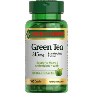 100 Capsules Green Tea Pills And Herbal Health Supplement For Heart And Antioxidant Health