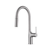 Robinet de cuisine classique certifié DOE en acier inoxydable 304, 2 modes, finition nickel brossé, monocommande, montage sur plan, pour usage hôtelier