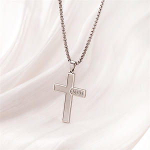Vente chaude No Fade En Acier Inoxydable Plaqué Or 18k Bijoux De Mode Hip Hop Punk Hommes Croix <span class=keywords><strong>Jésus</strong></span> Lettre Collier - Product Image 3