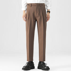 Vente chaude Pantalons pour hommes Double plis Drapé ample Pantalons décontractés d'affaires Pantalon taille haute. - Product Image 2