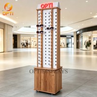 Bright Yellow OPTI Rotating Eyewear Display Stand with Lockable Storage & LED Logo