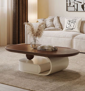 Nuovo <span class=keywords><strong>Tavolino</strong></span> da Caffè Ovale di Design in Impiallacciatura di <span class=keywords><strong>Noce</strong></span>, Moderno, Pieghevole, Ecologico, di Alta Qualità per Soggiorno con Vano Portaoggetti - Product Image 2
