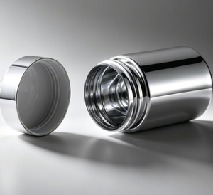 ขวดพลาสติกสีเงินทรงกลม ปากกว้าง ฝาเกลียว สำหรับบรรจุภัณฑ์ - Product Image 2