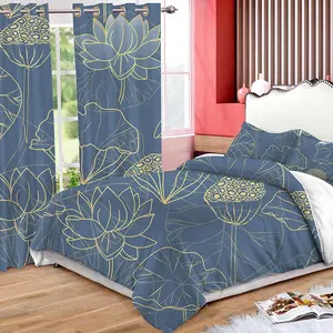 Bindi Matching Comforter Set With Curtain 100% Polyester Bedroom Curtains Set Bedsheet Set With Matching Curtains