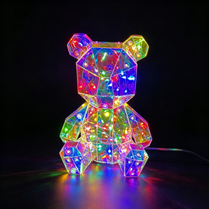 Lámpara de Osito de Peluche Iridiscente, Figura de Oso Holográfica Prismática, Luz Nocturna LED 3D para el Día de San Valentín, Graduación, Regalo Promocional - Product Image 1