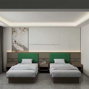 Juego de Muebles de Dormitorio Doble Moderno y Económico para Hotel de 3 Estrellas, Suite Completa con 2 Camas Individuales, Mesitas de Noche, Armario y Escritorio - Product Image 1