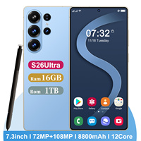 Nuevo Teléfono Inteligente S26 Ultra 5G, Pantalla de 7.3 Pulgadas, 16GB+1TB, 12 Núcleos, Cámara de 108MP, Android 15, Desbloqueo por Reconocimiento Facial