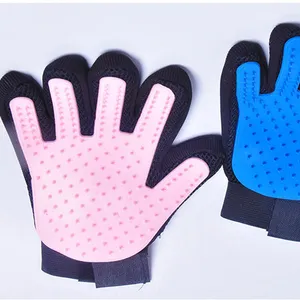 PAKEWAY Pet Grooming Glove Pet Hair Removal Glove Silicone Massage Gloves for Pet Cat Dog Bath Massage Brush