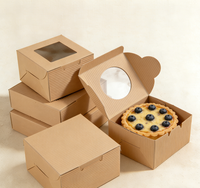 Boîtes à gâteaux en papier kraft écologiques, boîte à pâtisserie individuelle, emballage avec fenêtre transparente pour beignets, mini-gâteaux, tartes, tranches, collations