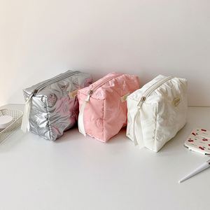 Custom Portable Women Glossy Solid Color <b>Bow</b> Knot Makeup Bag Skincare Products Organizer Student Travel Toiletry Bag - Product Image 4
