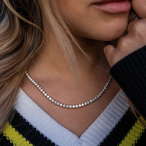 14K Rose Gold 3mm Lab Grown CVD Diamond Tennis Chain 18 Inch Hip Hop Unisex Fine Jewelry Daily Wear <b>Necklace</b> - Product Image 4