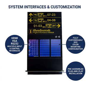Sistema de Pantallas FIDS Completo, Terminal LCD Personalizado OEM para Información de Pasajeros en Aeropuertos y Metro, Sistema de Señalización - Product Image 5