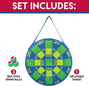 20-inch <b>Inflatable</b> Self-Stick Dartboard Game with Tennis Balls, Hangable Design - Product Image 3