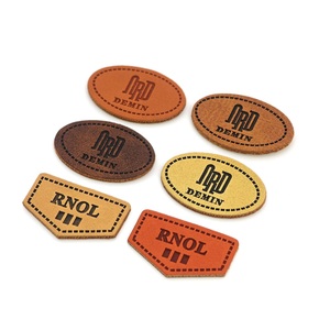 Custom Embossed Leather <b>Labels</b> for Garment Oval Rectangle Shape Washable PU Material 3D Logo Patch Laser Cut Edge - Product Image 5