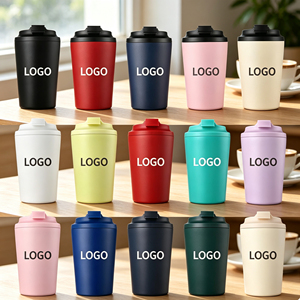 Taza de Café de Acero Inoxidable de 12 oz (360 ml) de 7.ª Generación con Logotipo Personalizado, Tapa Negra, Doble Pared, Aislada al Vacío, para Viaje - Product Image 1