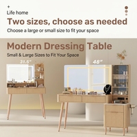 Table de toilette moderne minimaliste Nova avec miroir lumineux, petite coiffeuse avec éclairage LED, grande capacité de rangement pour chambre à coucher