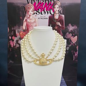 <span class=keywords><strong>Collana</strong></span> Choker Elegante e Unica da Donna, Tre Strati di <span class=keywords><strong>Perle</strong></span> Saturn <span class=keywords><strong>Grandi</strong></span>, in Tungsteno Placcato Oro 18K, Stile Regina Madre - Product Image 3