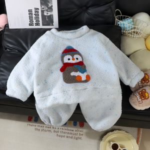 Nuovi Pigiami Autunno-Inverno per Bambini, Set Due Pezzi <span class=keywords><strong>con</strong></span> Giacca e Pantaloni Foderati in Pile, Motivi Cartoon, per Ragazzi e Ragazze - Product Image 5