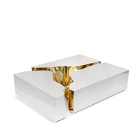 Table basse rectangulaire de luxe, table basse moderne en acier inoxydable pour villa et manoir, table centrale design
