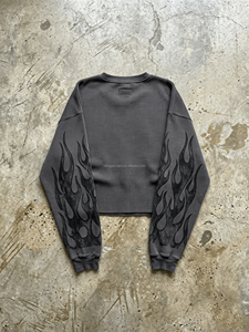 hongguan Custom DTG Drop Shoulder T-<b>shirt</b> Cotton <b>Waffle</b> Long Sleeve t <b>Shirt</b> for Men Boxy Graphic Oversize Long Sleeve <b>Shirt</b> - Product Image 2
