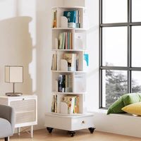 Étagère d'angle contemporaine rotative à 360 degrés avec roulettes, meuble de rangement mobile pour chambre et salon, en bois durable, gain de place