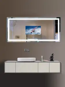 Hospitality/Hotel/Salon Customized Size 3D Mirror LED Lighted Waterproof Bathroom Smart Mirror TV With Light