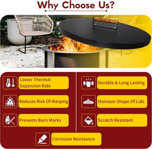 Lửa Pit Bìa Vòng 38 "-Chống gỉ 1.5mm bột bọc thép carbon firepit snuffer nắp với 2 Ergonomic tay cầm bằng gỗ - Product Image 4