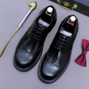 Zapatos Formales de Negocios de Cuero, Zapatos Británicos Casuales de Piel Genuina de Tres Piezas con Punta Redonda, Zapatos de Boda - Product Image 4