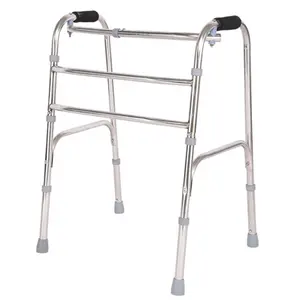 Andador plegable con ruedas de alta calidad para ancianos, andador de cuatro patas de acero inoxidable para discapacitados