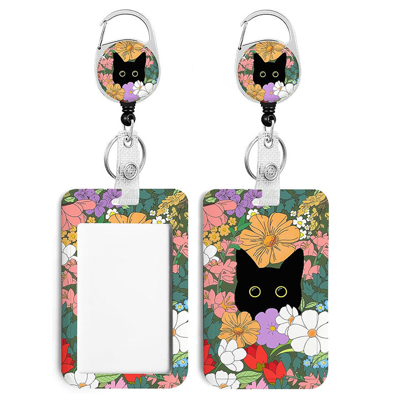 A Big Colorful flower, black cat