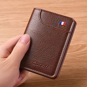 <b>Men's</b> Ultra Thin Compact Vertical <b>Wallet</b> Brown Soft Leather Multi Card Slot Driver License Holder Everyday Use - Product Image 1