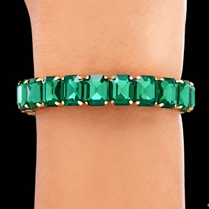 PRAO hecho a mano a granel moda chapado en oro Material de latón antideslustre Esmeralda brazalete para aniversarios de mujeres - Product Image 1