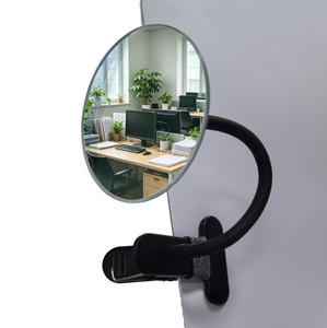 Miroir rond HD en verre véritable avec support à clipser pour bureau, armoire de sécurité, poste de travail, moniteur à angle large 360° pour une vue étendue - Product Image 1