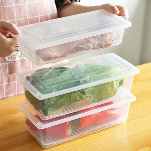 Food Fresh Storage <b>Box</b> Containers Kitchen Fridge Organizer Case <b>Removable</b> Drain Plate Tray <b>For</b> Keep Fruits Vegetables Meat Fish - Product Image 3