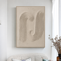 Grande peinture abstraite minimaliste beige faite à la main, peinture texturée en plâtre, art mural, peinture nordique Wabi Sabi