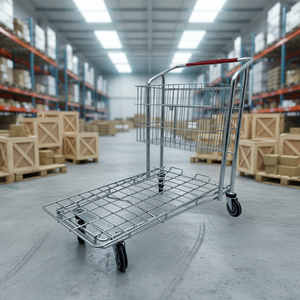 नया डिजाइन लॉजिस्टिक वेयरहाउस डेक ट्रॉली कार्गो गोदाम ट्रक कैरी प्लेटफॉर्म ट्रॉली - Product Image 3